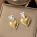 New Heart-shaped With Gold Silver Color Matching On Top And Bottom, Stainless Steel Earrings For Women's Accessories_ipsvogv.com