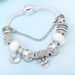 Hot Selling Silver Color Four-leaf Clover Charm Pan Family Beaded DIY Unisex Bracelet_ipsvogv.com