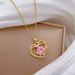 Pink 【 】 Double Layered Love Light Luxury Charm Gorgeous Full Diamond Necklace Women's Versatile Clavicle Chain Titanium 【 】_ipsvogv.com