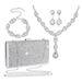 Bridal rhinestone water drop twist necklace earrings bracelet New diamond square box evening bag four piece set female_ipsvogv.com