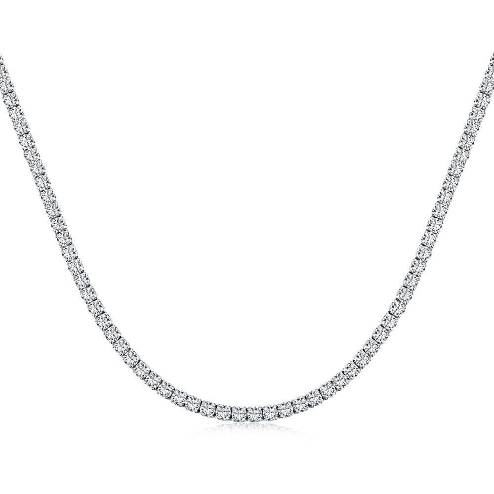 Linglang S Pure Silver Necklace For Women Hip-Hop Tennis Single Row Full Diamond Clavicle Chain_ipsvogv.com