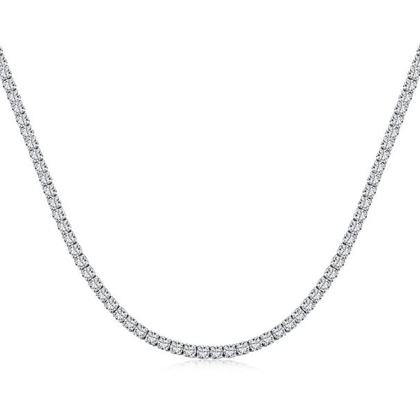 Linglang S Pure Silver Necklace For Women Hip-Hop Tennis Single Row Full Diamond Clavicle Chain_ipsvogv.com