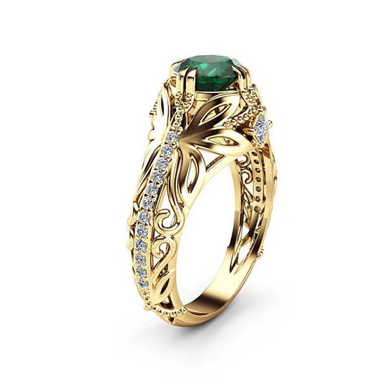 hot sale fashion emerald zircon ring simple temperament emerald diamond ring jewelry_ipsvogv.com