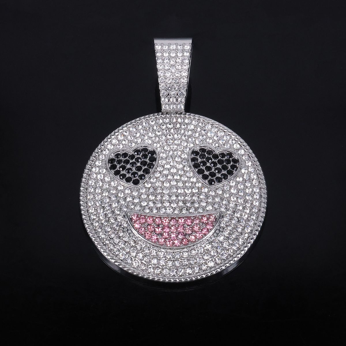 Unisex Men And Women's Smiley Face Heart Eyes Diamond Pendant Hip Hop Personality Rap Alloy Pendant_ipsvogv.com
