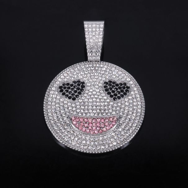 Unisex Men And Women's Smiley Face Heart Eyes Diamond Pendant Hip Hop Personality Rap Alloy Pendant_ipsvogv.com