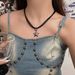 Women's Jewelry Set Fashion Star Pendant Necklace Hip Hop Sweet Cool Hot Girl Sweater Chain Niche Accessories Black Leather Rope Choker Clavicle Chain_ipsvogv.com