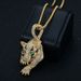 Trendy New Animal Hip-Hop Jewelry Titanium Steel Color-Retaining Gold-Plated Oil-Drip Rhinestone Leopard Head Pendant_ipsvogv.com
