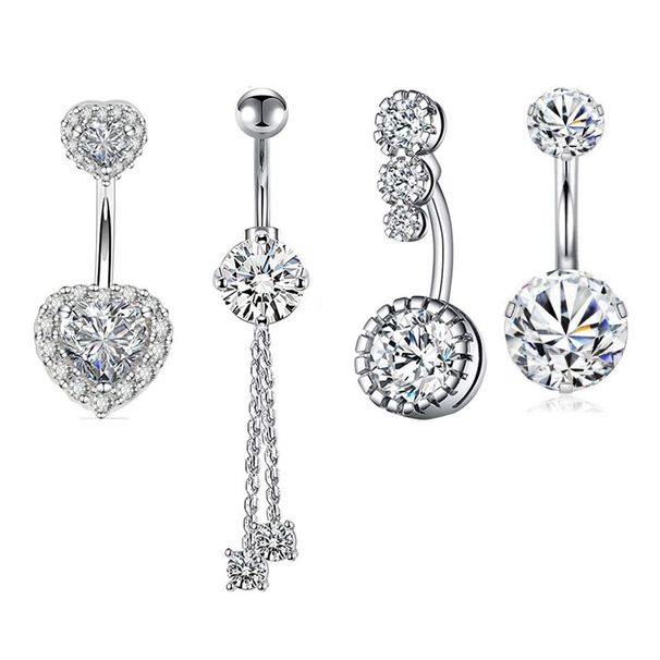 Love stainless steel Belly button ring set umbilical ring body piercing jewelry Belly button rings 4-piece set_ipsvogv.com