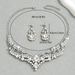 Ladies' necklace earring set with niche inlaid diamond design, collarbone chain, versatile earrings_ipsvogv.com