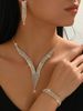 Pinduoduo Water Drop Tassel Earrings Bracelet Three-Piece Set Light Luxury Temperament Clavicle Chain Necklace For Women_ipsvogv.com