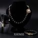 Vintage Set, Medieval Court Fashion Jewelry, Natural Black Cat's Eye Stone, Bead Necklace_ipsvogv.com