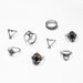 New Hollow Carved Oil Black 8-piece Set Of Joint Rings For Women_ipsvogv.com