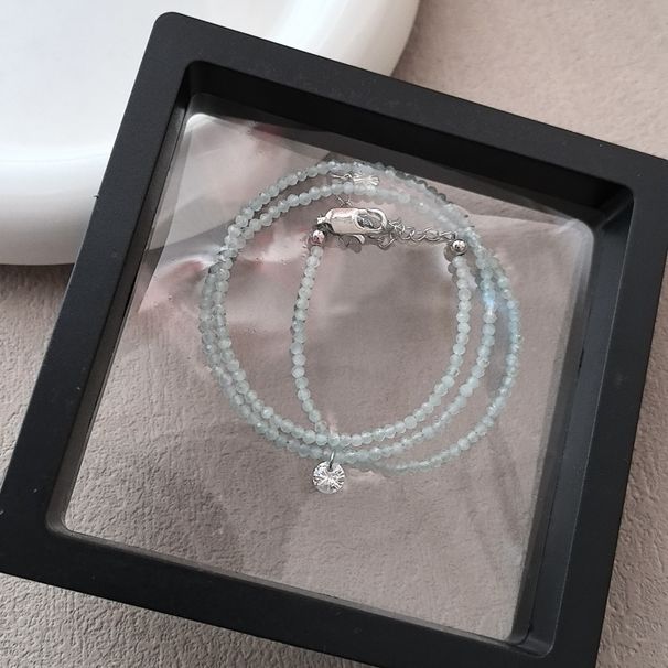 Yifei Red Agate Blue Phosphor Natural Niche High-end Layered Beaded Choker Necklace_ipsvogv.com