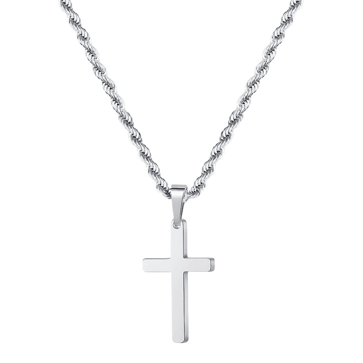 European And American Cross-border Hot-selling Gold Cross Stainless Steel Necklace Men's Personality Hip-hop Versatile Double-layer Stacked Chain_ipsvogv.com
