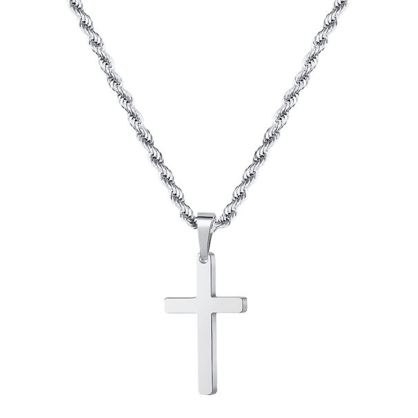 European And American Cross-border Hot-selling Gold Cross Stainless Steel Necklace Men's Personality Hip-hop Versatile Double-layer Stacked Chain_ipsvogv.com
