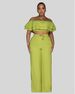 Women's clothing new style suit temperament one shoulder ruffled short top wide leg trousers suit_ipsvogv.com