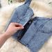 Women Sexy short camisole vest high waisted denim skirt_ipsvogv.com