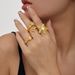 Fashion Design Sense Five-Pointed Open Star Stacking Ring Real Gold Jewelry_ipsvogv.com