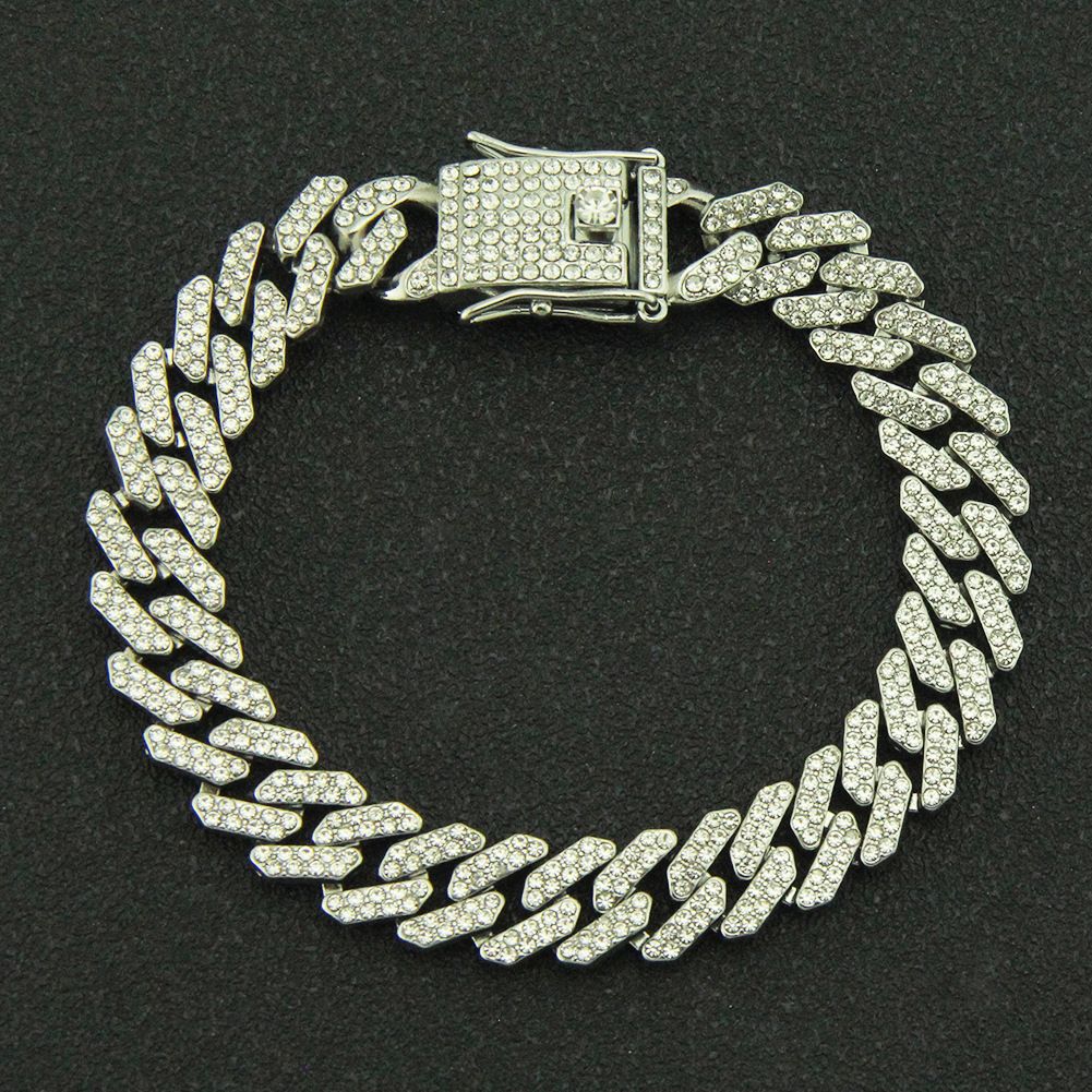 Full Cuban chain necklace trendy and cool colored diamond accessory pendant_ipsvogv.com