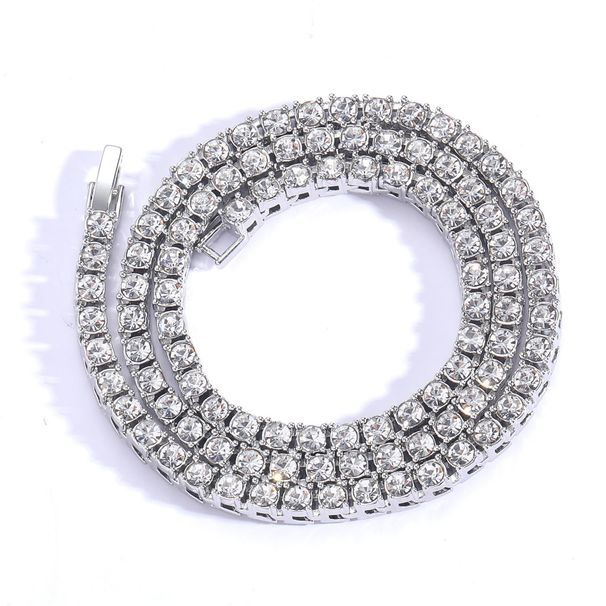 Cross Necklace Full Single Row Diamond Tennis Chain Pendant Electroplated Alloy Hip Hop Trend_ipsvogv.com