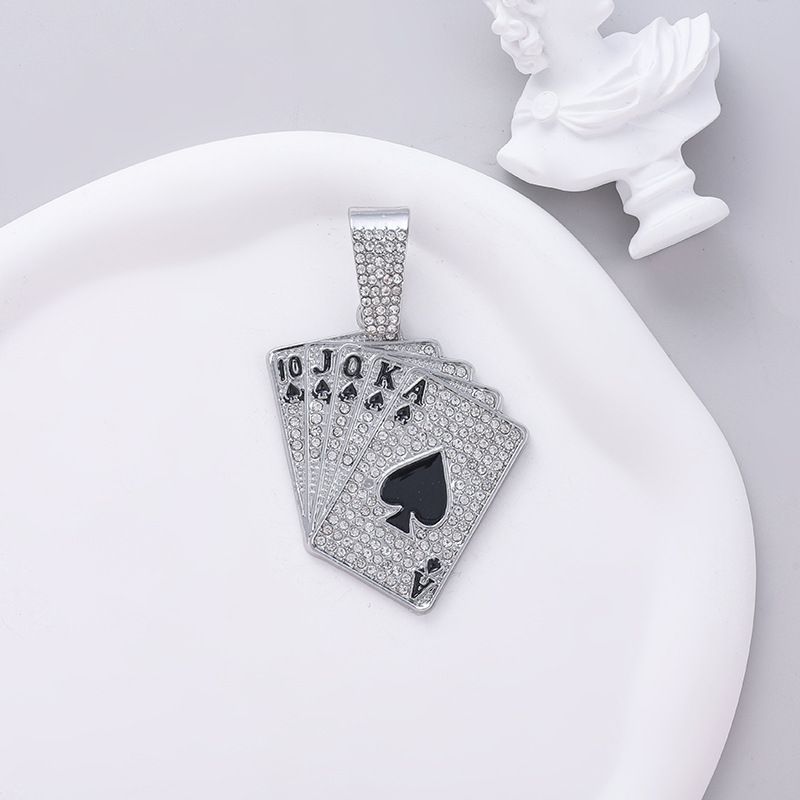Niche Street Rap Poker Card Chain Pendant, Environmentally Friendly Alloy Cuban Necklace, Chinese Style_ipsvogv.com