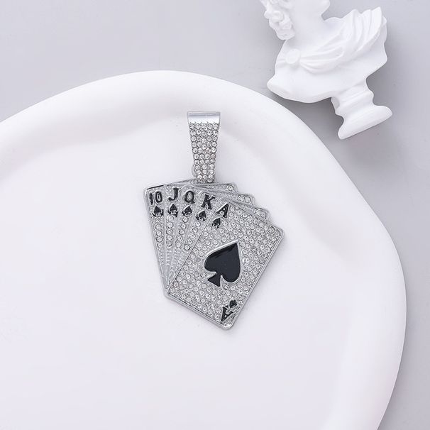 Niche Street Rap Poker Card Chain Pendant, Environmentally Friendly Alloy Cuban Necklace, Chinese Style_ipsvogv.com
