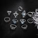 Retro Diamond Carved Starry Sky Gemstone 11 Piece Combination Set Ring_ipsvogv.com
