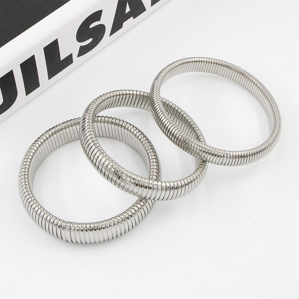 Women's Jewelry Elastic Bracelet Stainless Steel K Gold Plated Bracelet Men And Women Street Element Jewelry 10 12 16 20MM_ipsvogv.com