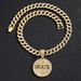 Hip Hop Round Shield Letter GRAYS Full Diamond Alloy Pendant Cuban Chain Necklace For Men_ipsvogv.com