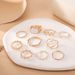 New Gold Combination Fashion Simple Fried Dough Twists Cross Irregular 10 Piece Set Ring_ipsvogv.com