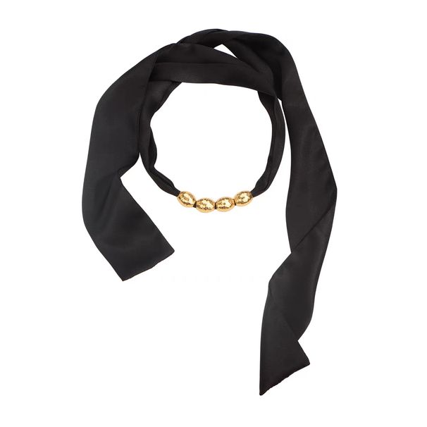 Round Bead Niche Personality Fashion Clavicle Chain Tie Bowknot Ribbon Beaded Necklace_ipsvogv.com