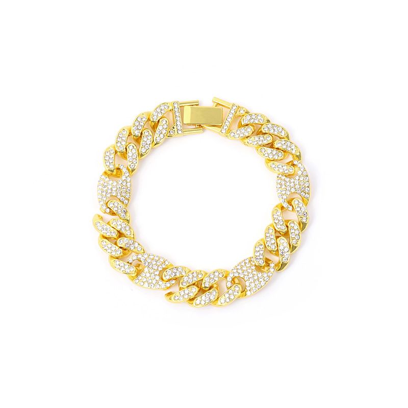 Hip Hop Cuban Chain Full Men's Necklace With Diamond Pig Nose Buckle Coffee Bean Trendy Night Club Accessories Bracelet_ipsvogv.com