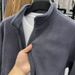 Men's Clothing New autumn and winter fashion polar fleece stand collar men's jacket fashionable and versatile loose couple style zipper sweater_ipsvogv.com