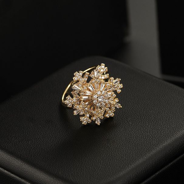 Rotatable Light Luxury Zircon Snowflake Ring Women's High Sense Exquisite Trendy Ring Niche New Versatile Jewelry Wholesale_ipsvogv.com