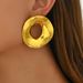Fashion OL women's niche, light luxury, high-end, circular hollow design, earrings, gold earrings_ipsvogv.com