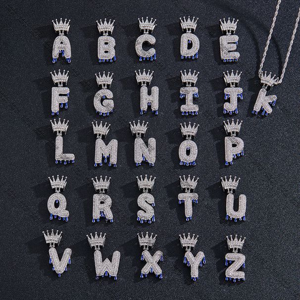 New Crown Button Droplet with Advanced English Letter Hip Hop Necklace Pendant_ipsvogv.com