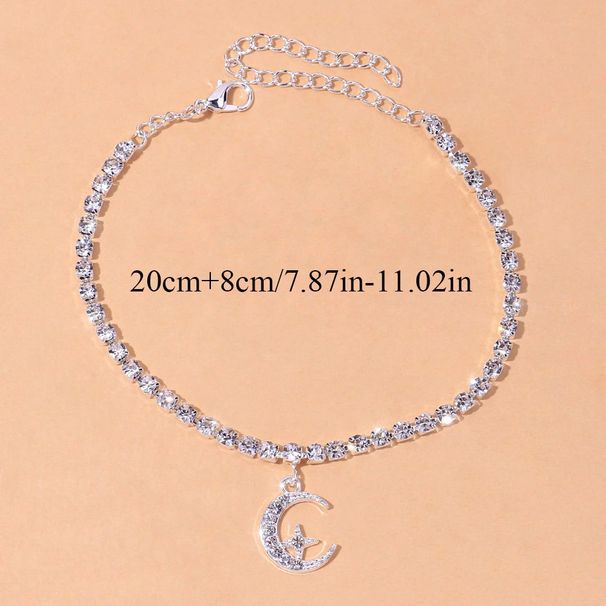 Exquisite niche design ins style net red star and moon anklet beach versatile diamond pendant foot ornament female anklet_ipsvogv.com