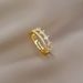 【 Real Gold 】 Full Diamond Double Layered Wedding With Adjustable Opening, Simple Handmade Ring, Couple's Pair Ring_ipsvogv.com