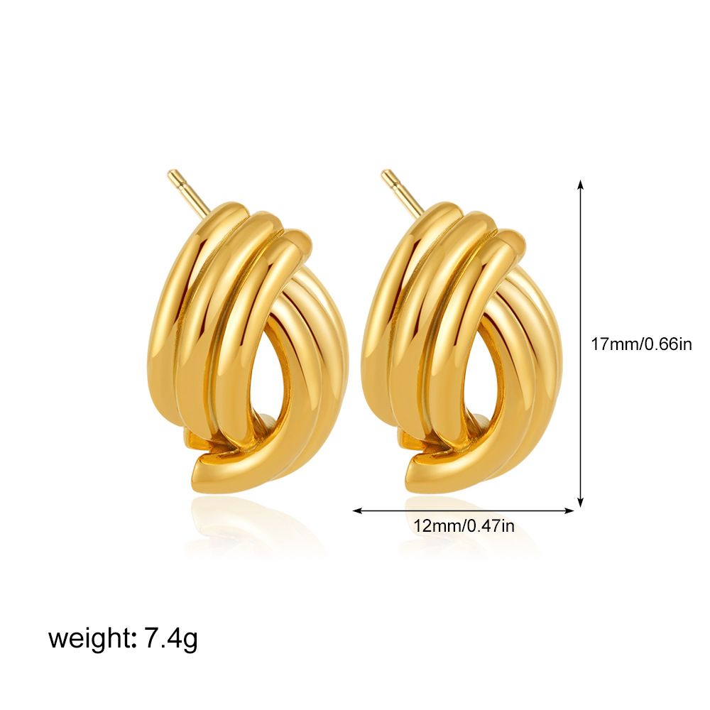Women’s Jewelry Set Fashion New Gold Multi Layer Geometric Interlaced Winding Shape Earrings Ins Irregular Line Earrings_ipsvogv.com
