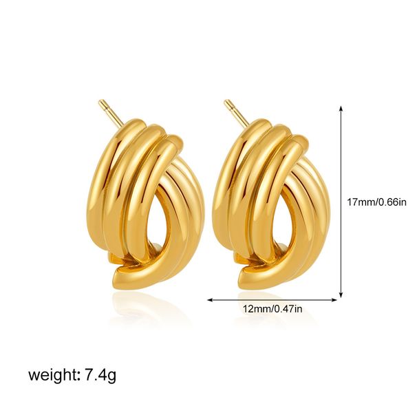 Women’s Jewelry Set Fashion New Gold Multi Layer Geometric Interlaced Winding Shape Earrings Ins Irregular Line Earrings_ipsvogv.com