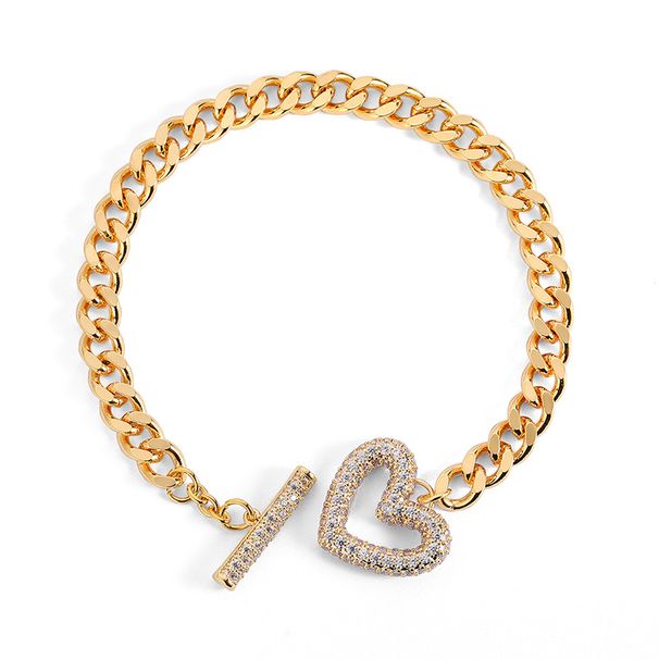 Women's Jewelry Copper Zircon Stainless Steel Couple Titanium Steel Love Bracelet Necklace Crystal Set_ipsvogv.com