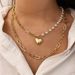 Jewelry Punk Double Layer Geometry Big Peach Heart Pendant Pearl Women's Instagram Style Versatile Necklace_ipsvogv.com