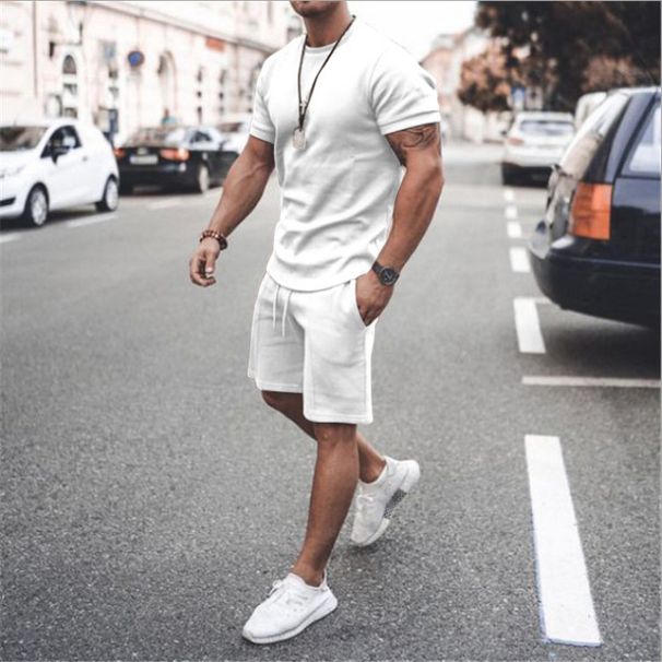 Men's short-sleeved shorts two-piece sports and leisure suit_ipsvogv.com