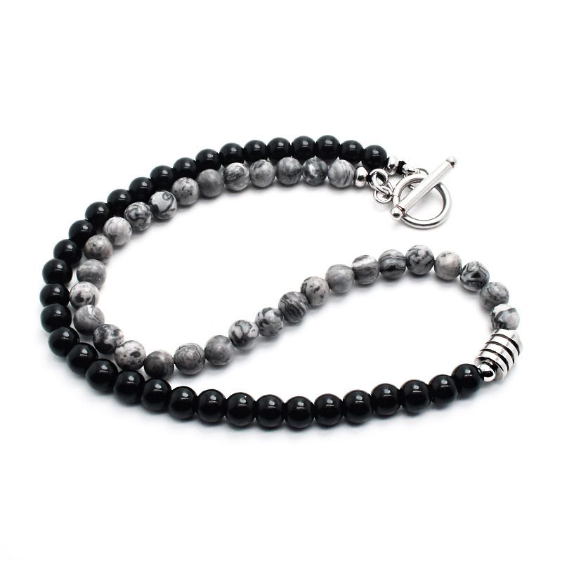Men's Jewelry Stainless Steel Tiger Eye Map Stone Necklace Men's Titanium Steel Two Color Trendy Jewelry Pendant_ipsvogv.com
