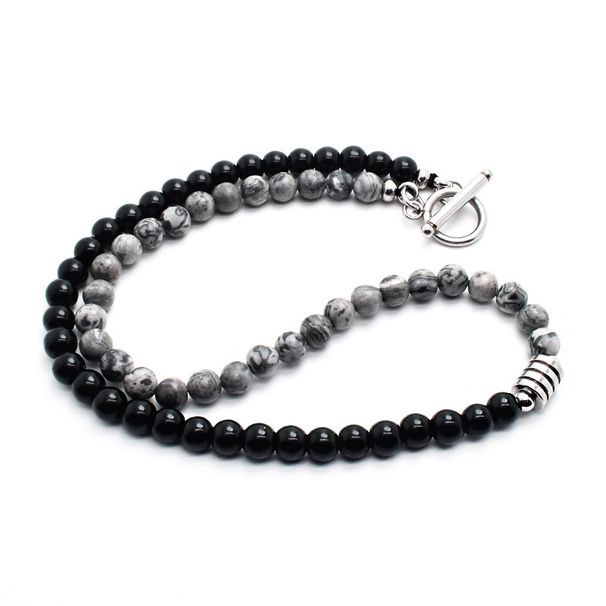 Men's Jewelry Stainless Steel Tiger Eye Map Stone Necklace Men's Titanium Steel Two Color Trendy Jewelry Pendant_ipsvogv.com