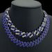 Unisex Popular Diamond Double Row Blue Diamond Full Diamond Bar Cuban Chain 15mm Men's Hip Hop Jewelry Cuban Necklace_ipsvogv.com