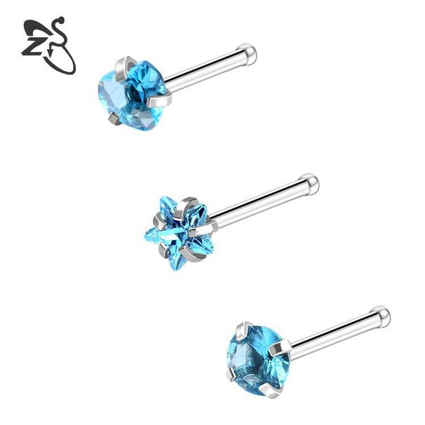 Women's Jewelry Stainless Steel Zircon Nose Nails Star Shaped Right Angle Titanium Steel Nose Jewelry Set Piercing Jewelry_ipsvogv.com