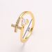Sedoni Fashion Copper Plated True Gold Micro Inlaid Zircon Cross Women's Open Ring_ipsvogv.com