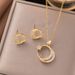 Copper Plated Zircon Set Heart-shaped With Female Hollow Water Droplets&imitation Pearls&heart Connected O-shaped_ipsvogv.com