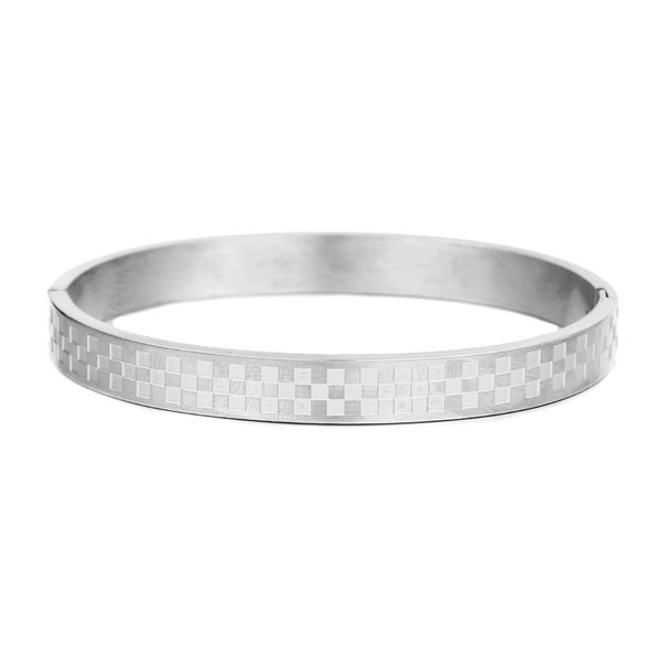 Diamond Pattern Titanium Steel Personality Open Bracelet Fashion Stainless Steel Bracelet Men's Retro Trend Frosted Bracelet_ipsvogv.com